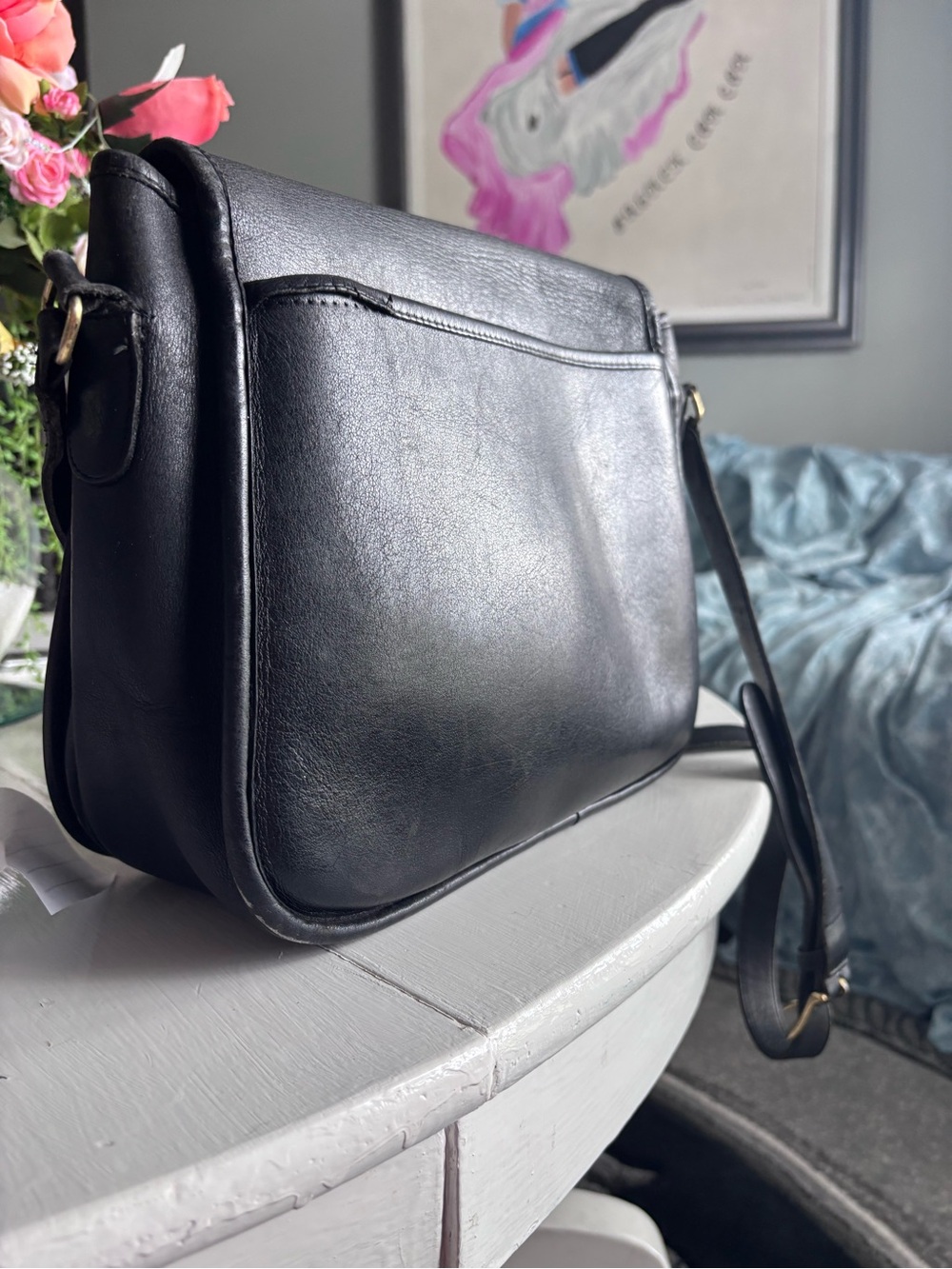 Vintage Coach Ranch Bag 9852‎ Black USA Made Glovetanned Leather Crossbody - Picture 13 of 16